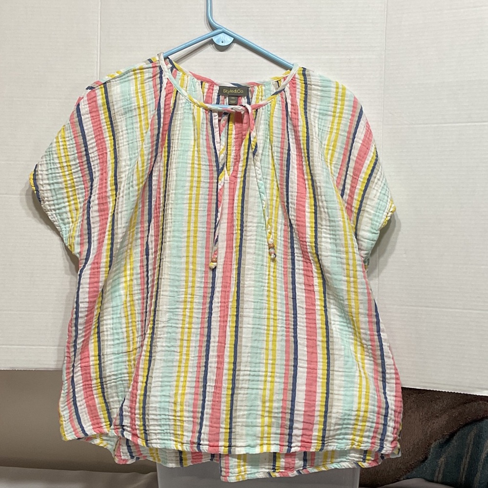 Style & Co. Multicolor Striped Blouse